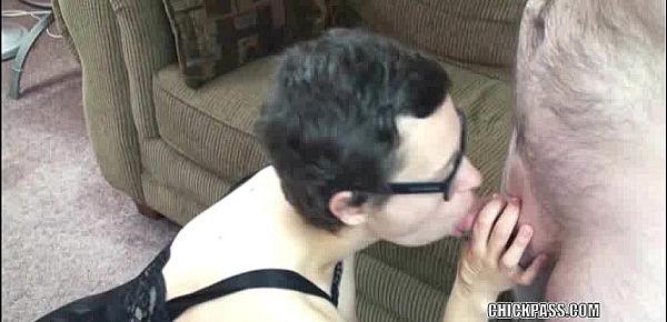  Slutty Shelly getting her twat fucked by a geek